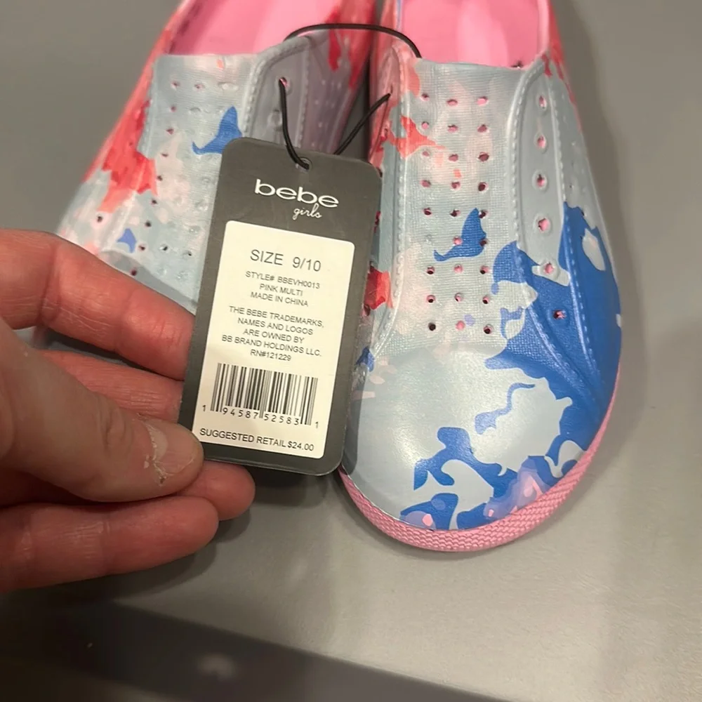 BEBE GIRLS TODDLER PAINT SPLATTER WATER SHOES: PINK: NWT: SZ 9/10